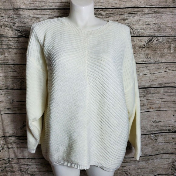 Simple by Suzanne Ivory Boatneck Ribbed Sweater Size 1X/2X NWT MSRP $114 - Picture 1 of 8